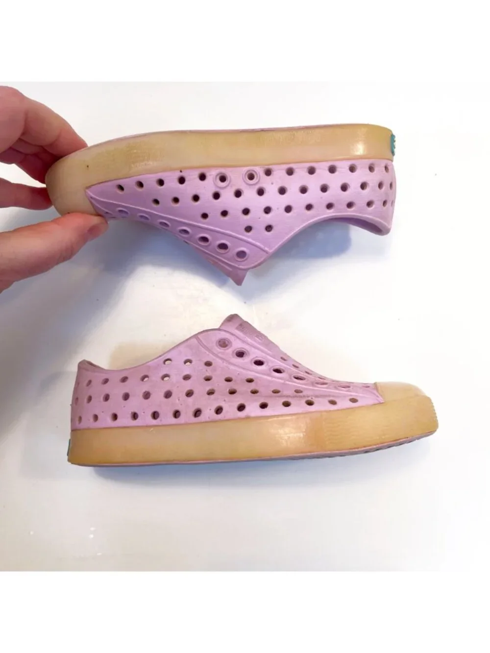 Native Jefferson Pink/Cream Slip on Waterproof Shoes, size 8